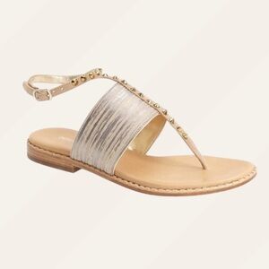 Donald J Pliner Lacy Light Bronze Metallic Studded Leather Sandals | Size 6.5